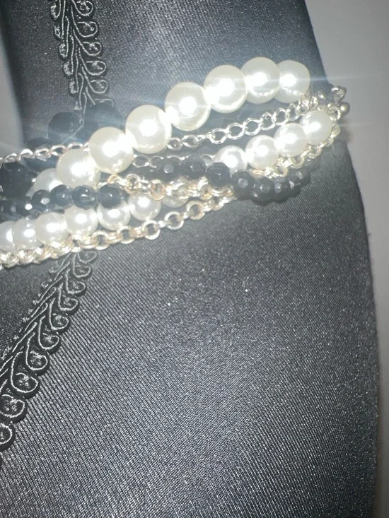 White House Black Market Black & White Multi-Strand Pearl and Bead Necklace - Picture 4 of 7